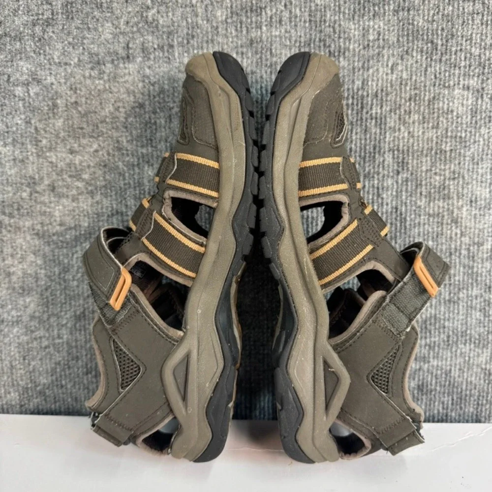 Teva Tanza Mens Closed Toe Hiking Sandals Olive Green Tan Water Shoes Size 8.5